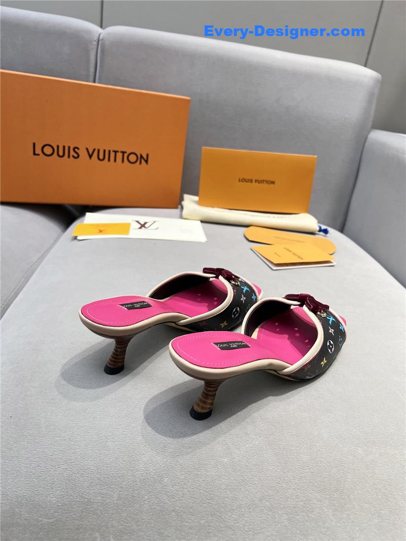 l0vis Vvtt0n neo revival mules printed calfskin pink black