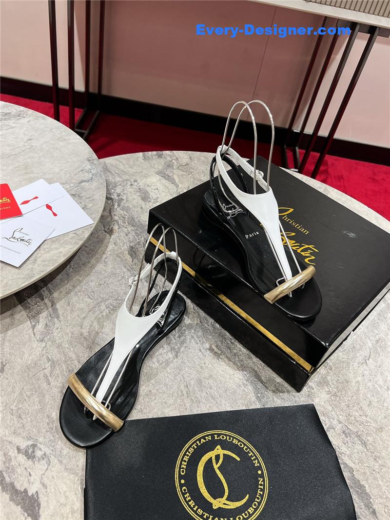 Chr1st1an louboutin athina flat sandals black white