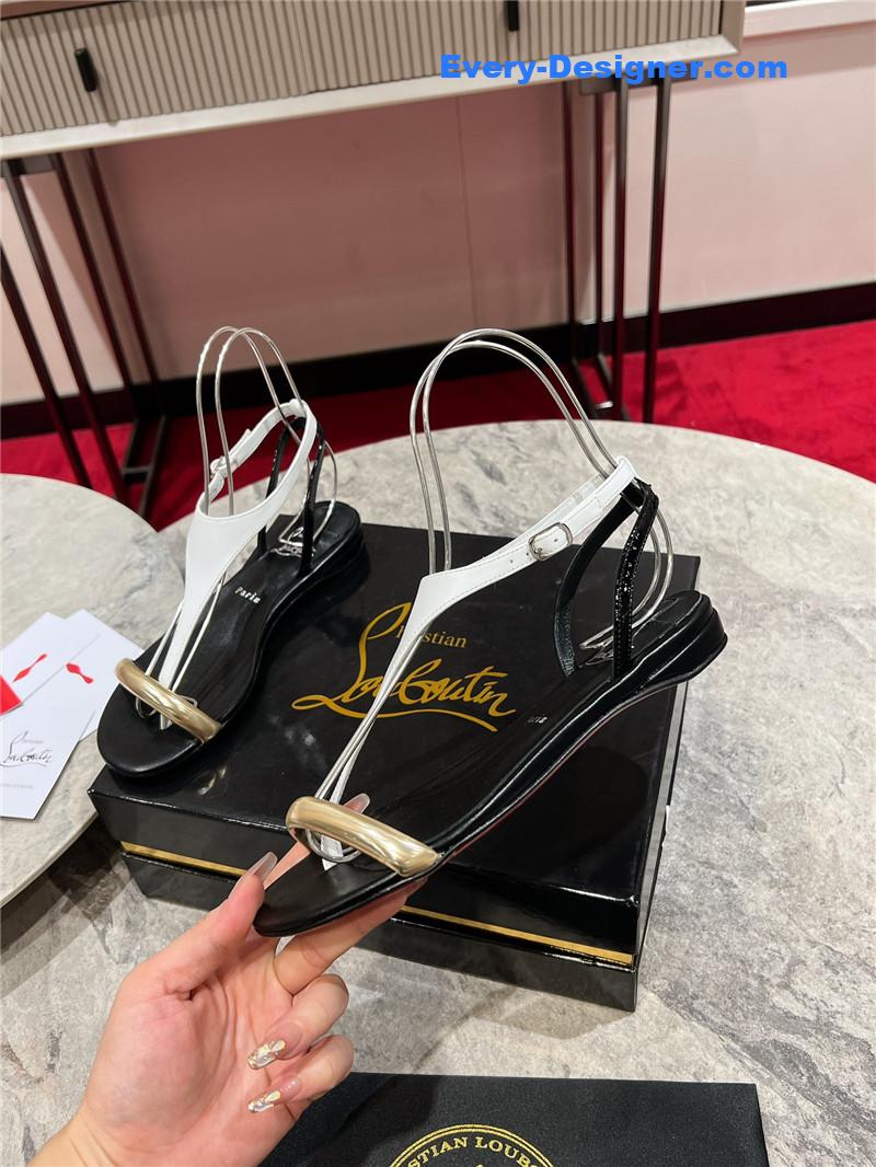 Chr1st1an louboutin athina flat sandals black white