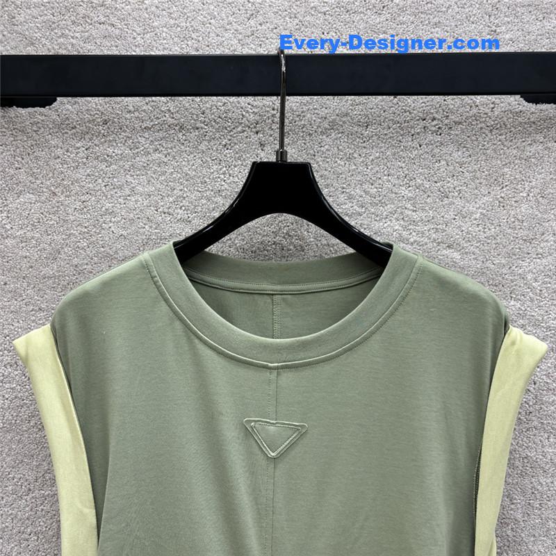 Pra*a contrast color hem flying dress replicas clothes