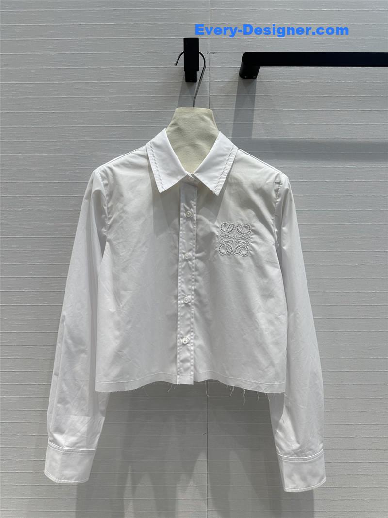 L0ew* hollow embroidery short shirt replica clothing sites