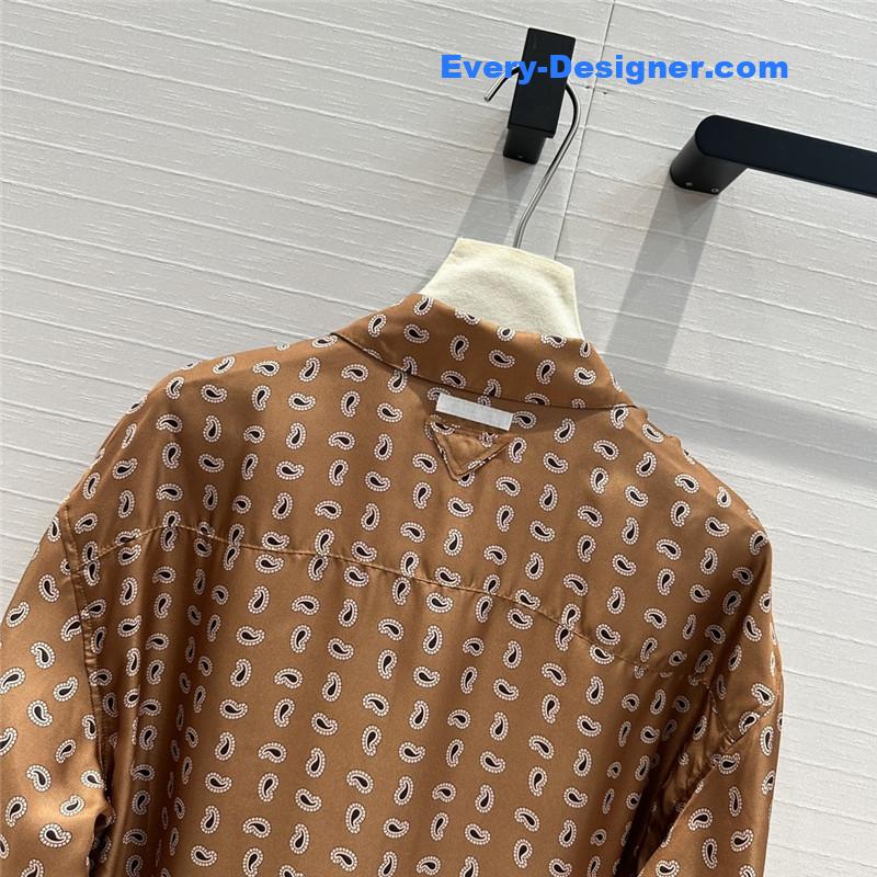 Pra*a cashew print silk shirt replicas clothes
