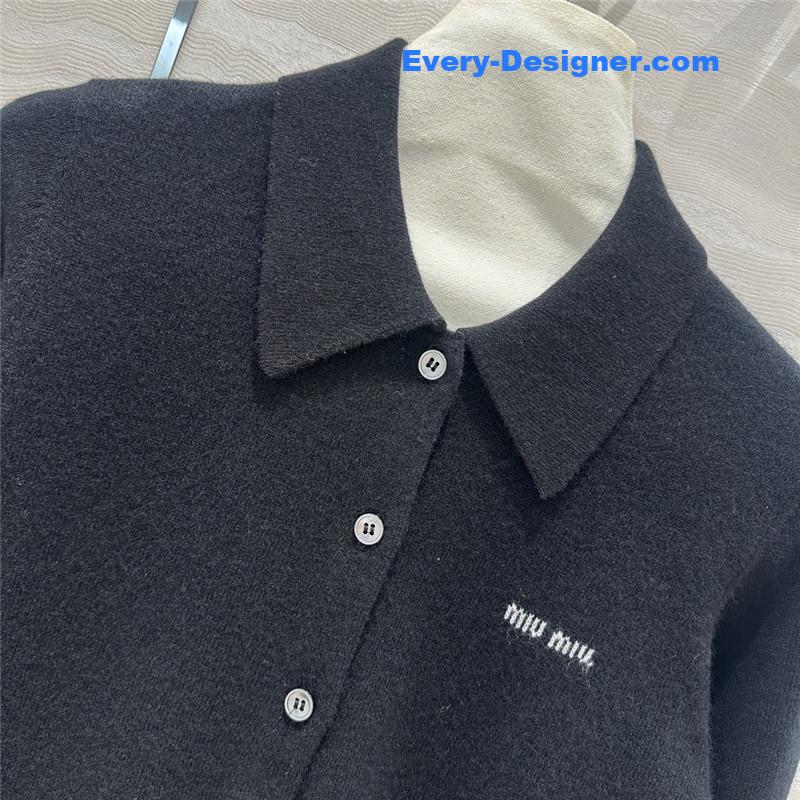 M1um1u letter cashmere lapel cardigan small coat replicas clothes