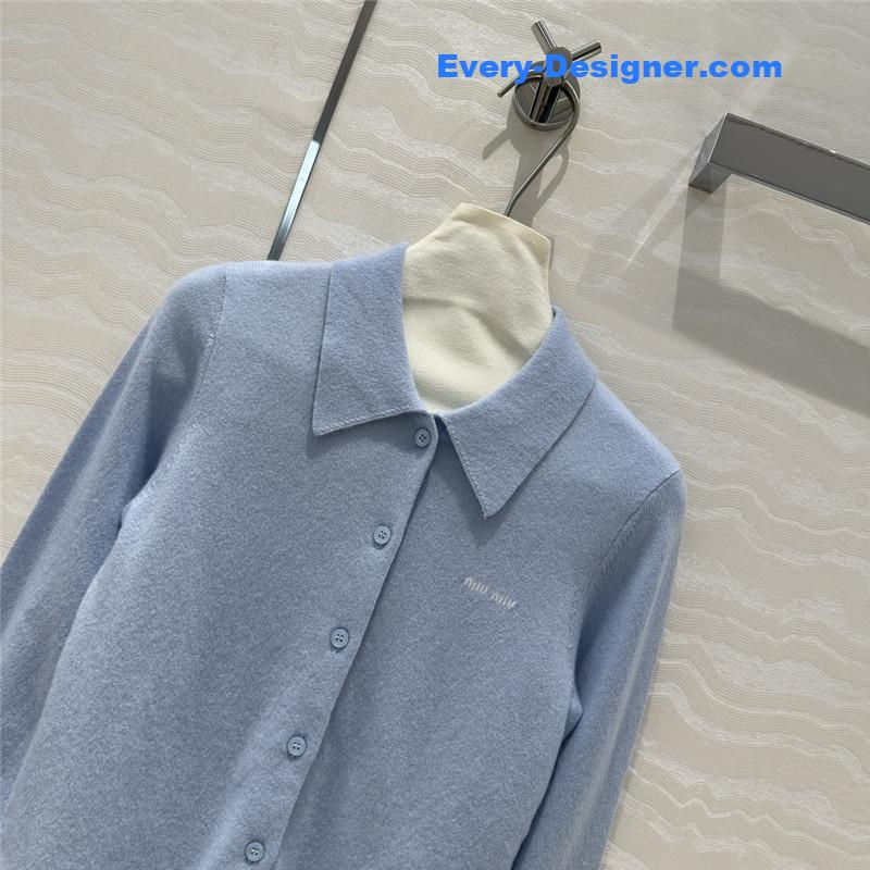 Miu Miu Light Blue Cashmere Cardigan
