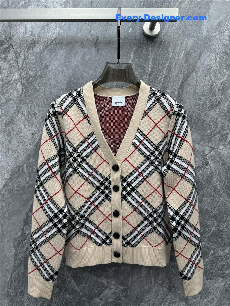Bv*b*rry classic check knitted cardigan replicas clothes