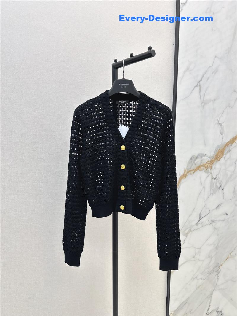 Balmain hollow knit cardigan replica clothes