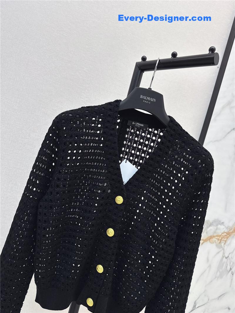 Balmain hollow knit cardigan replica clothes