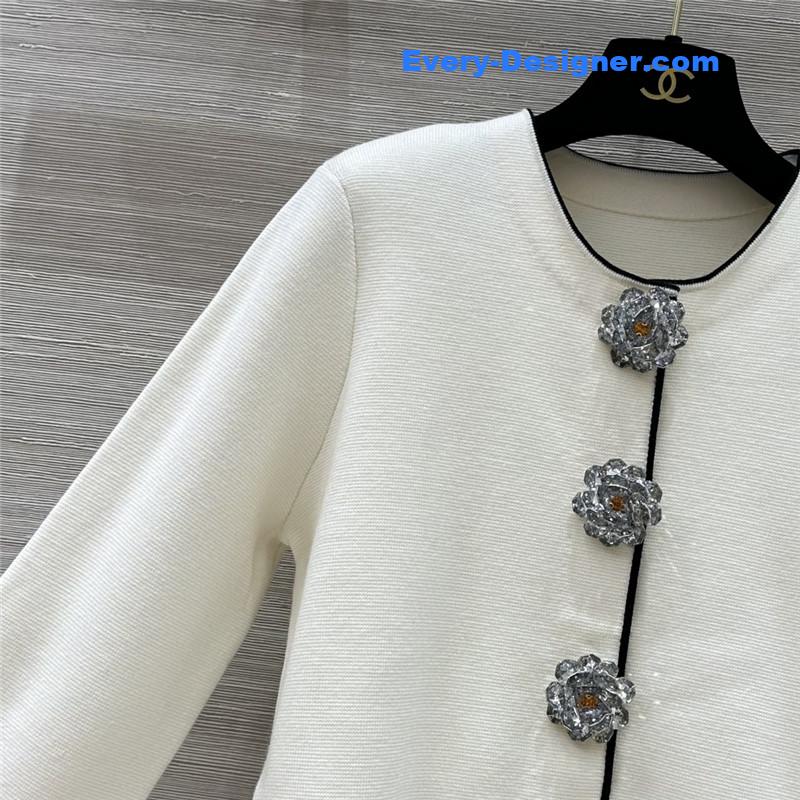 Ch**el floral button crew neck cardigan replica d&g clothing