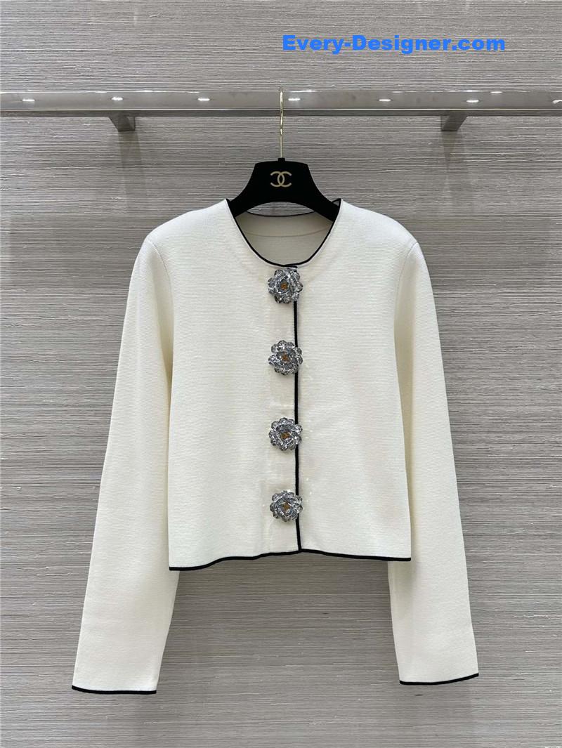 Ch**el floral button crew neck cardigan replica d&g clothing