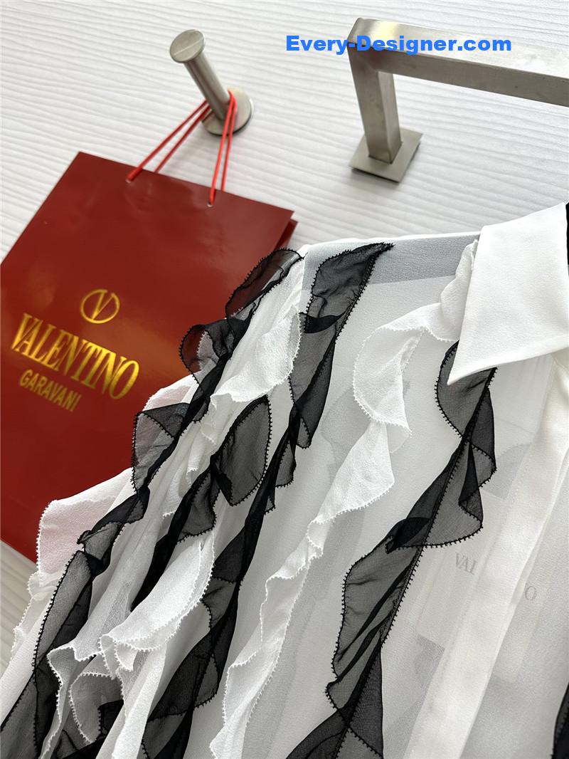Va1e*ntin0 ruffle trim silk shirt replica d&g clothing