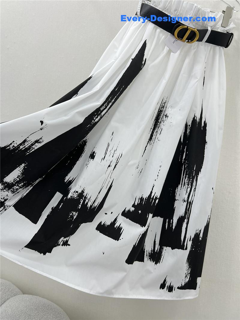 D10r pleated ink painting long skirt replica d&g clothing