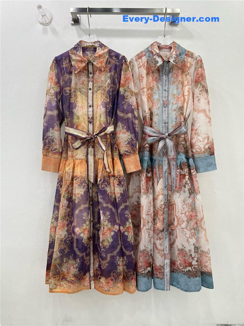 zimm ethnic print floral pattern dress replica clothes