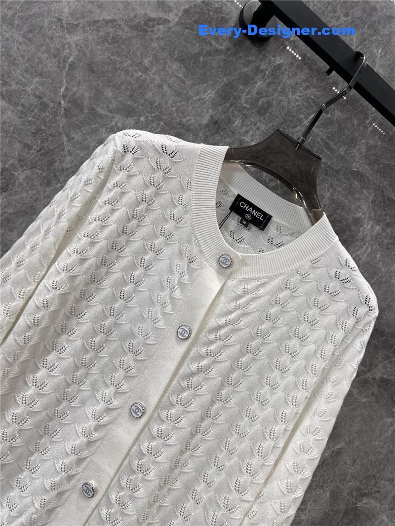 Ch**el single-breasted hollow knit cardigan replica d&g clothing