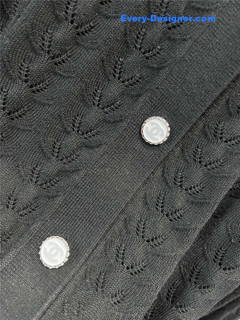 Ch**el single-breasted hollow knit cardigan replica d&g clothing