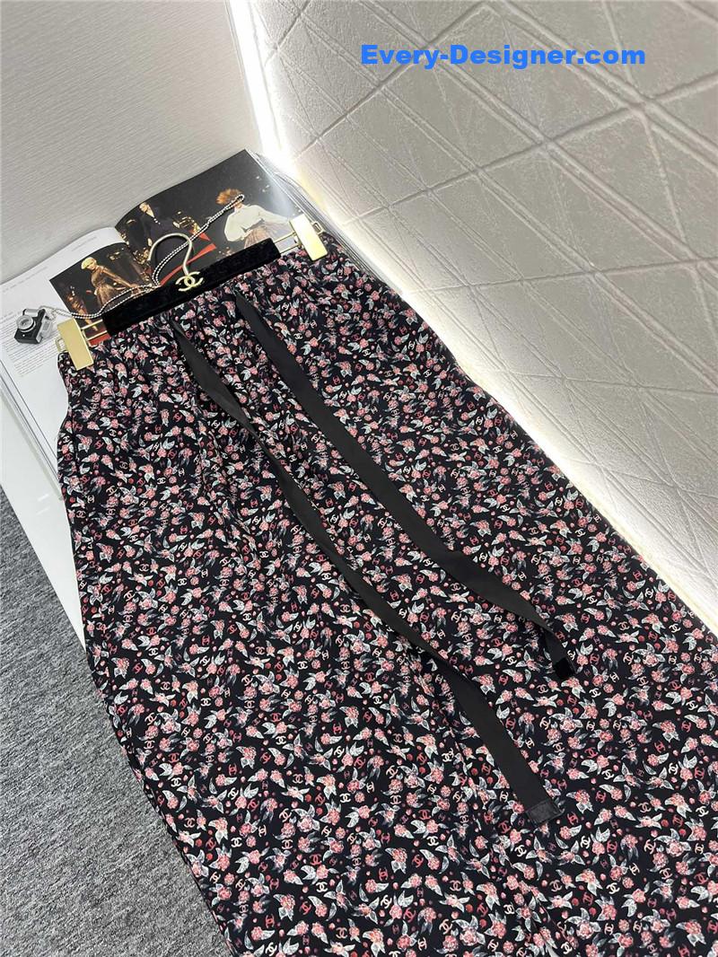 Ch**el floral straight trousers replica d&g clothing