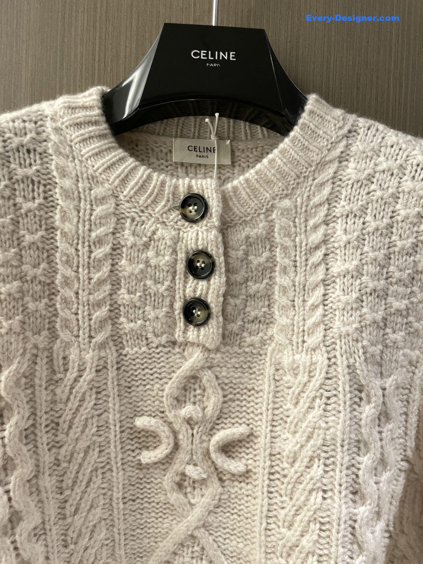 Ce1i*e cable knit wool sweater