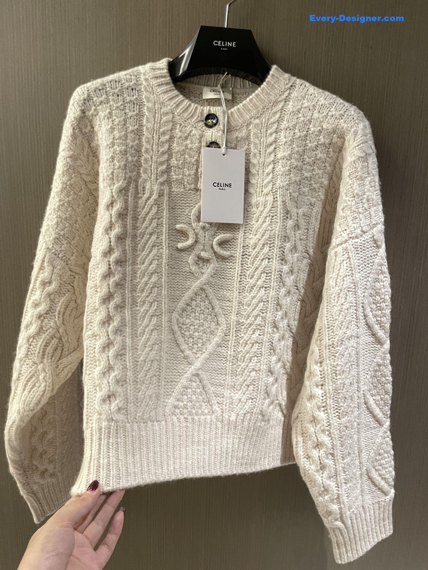 Ce1i*e cable knit wool sweater