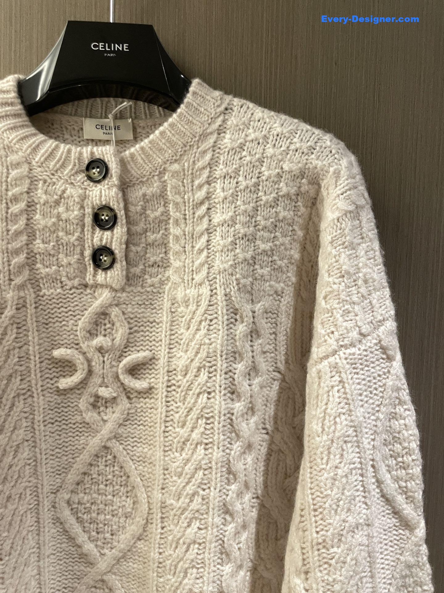Ce1i*e cable knit wool sweater