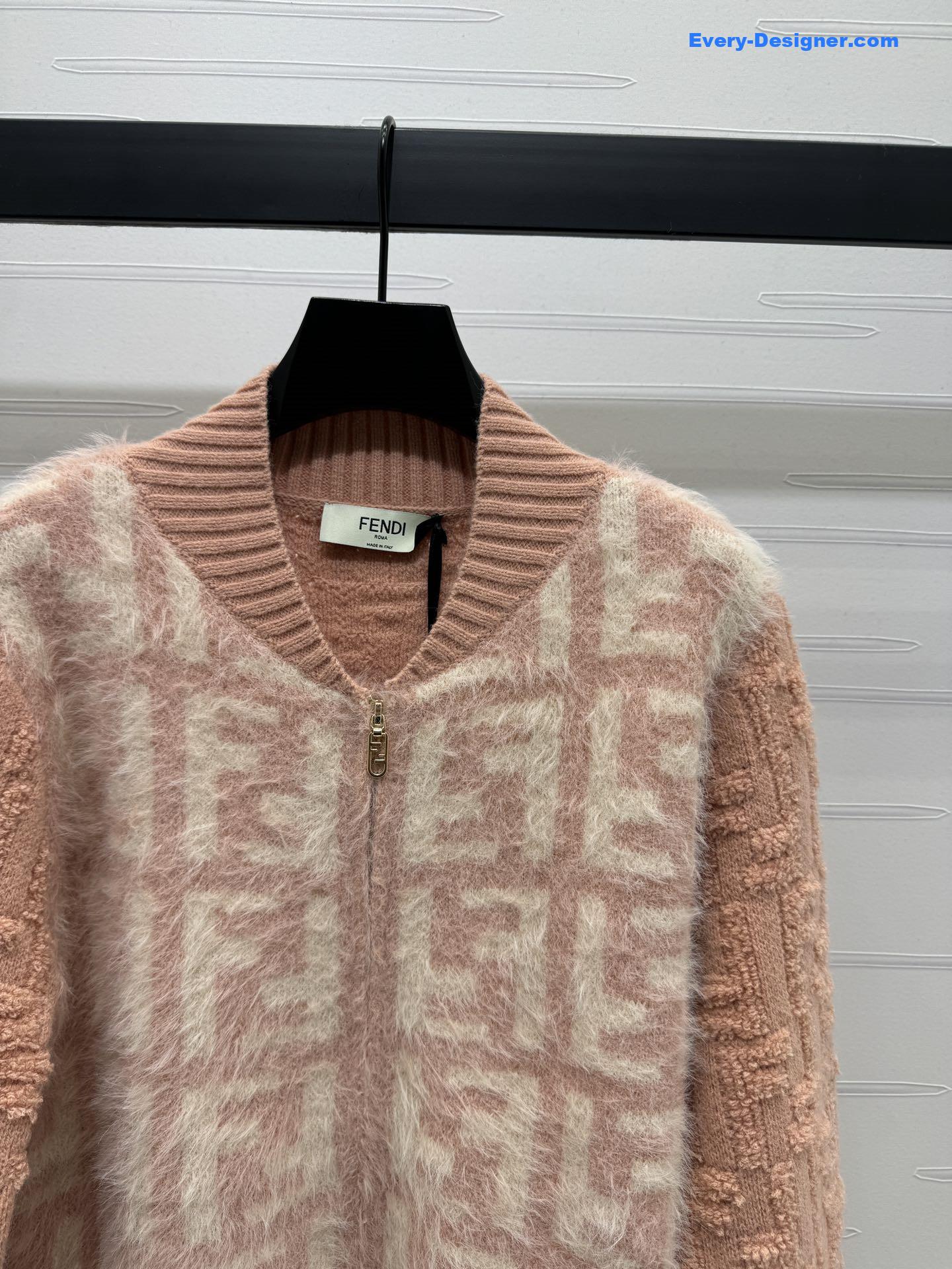 F**di ff zip-up bomber jacket pink