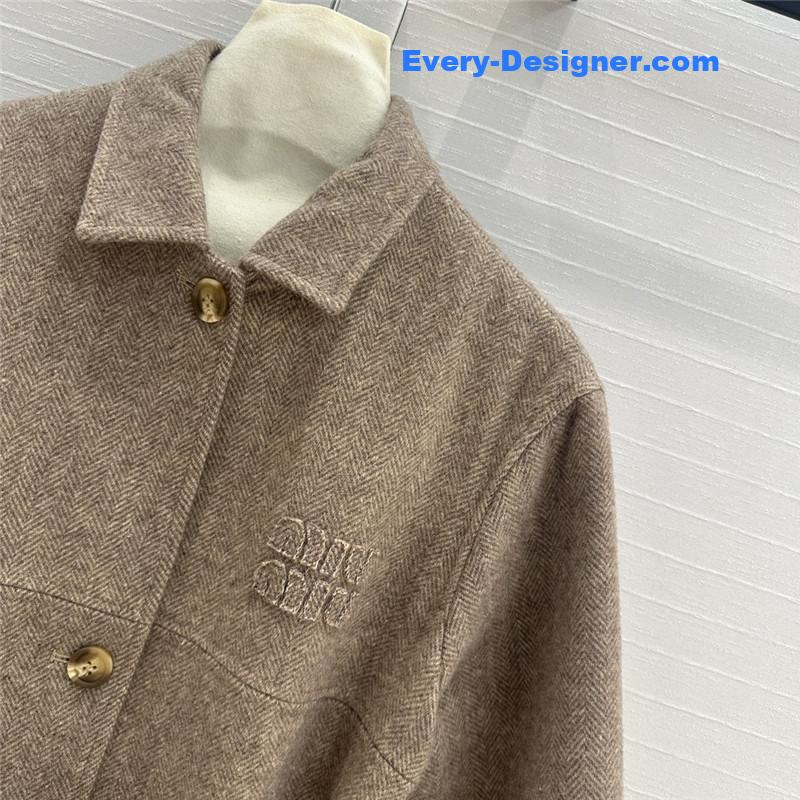 M1um1u wool collar jacket