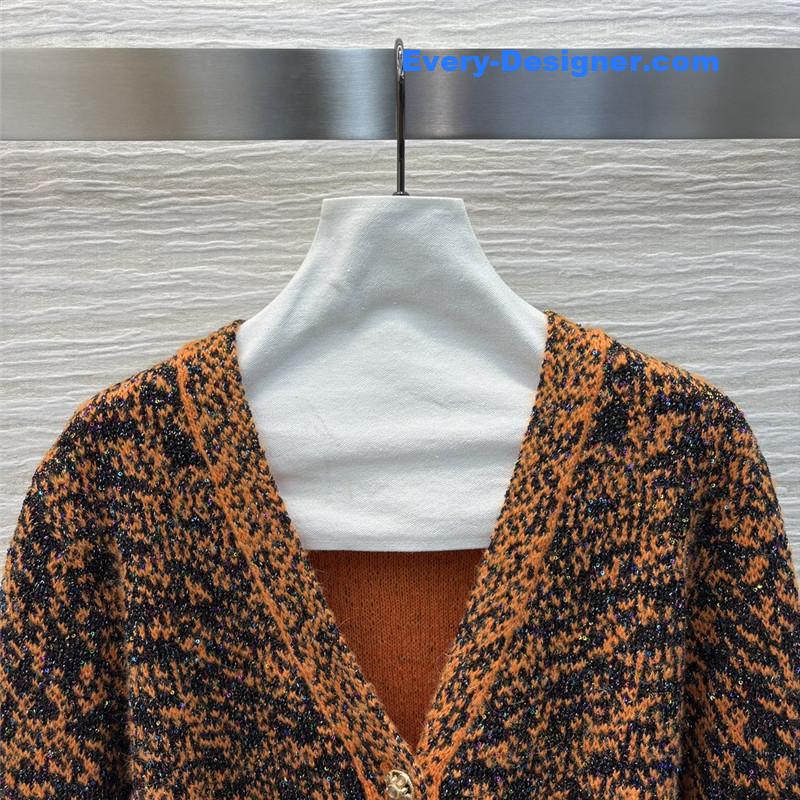 Ch**el blend shiny cardigan orange/black