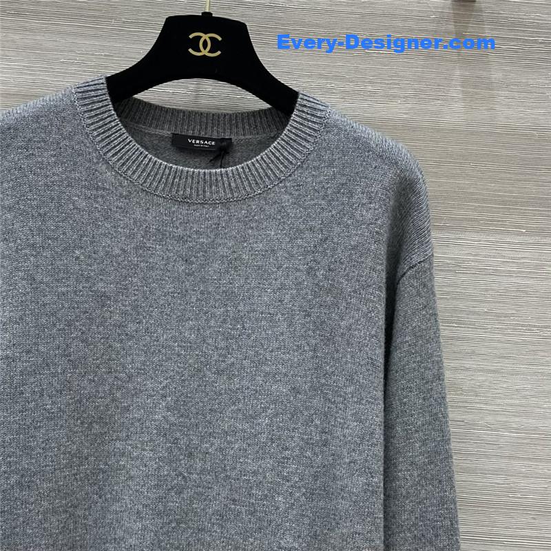 Versace Blend Knit Boxy Sweater Grey