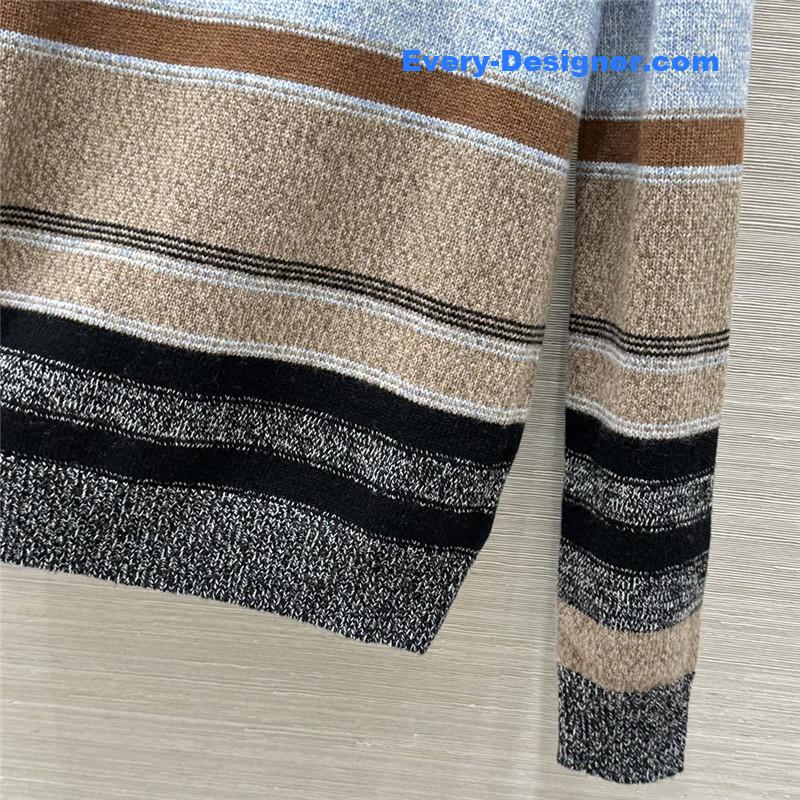 Ch**el striped turtleneck wool sweater blue
