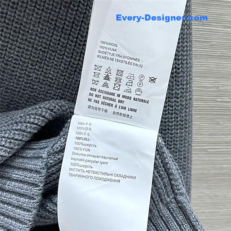 Miu Miu Logo V-Neck Knit Sweater Grey