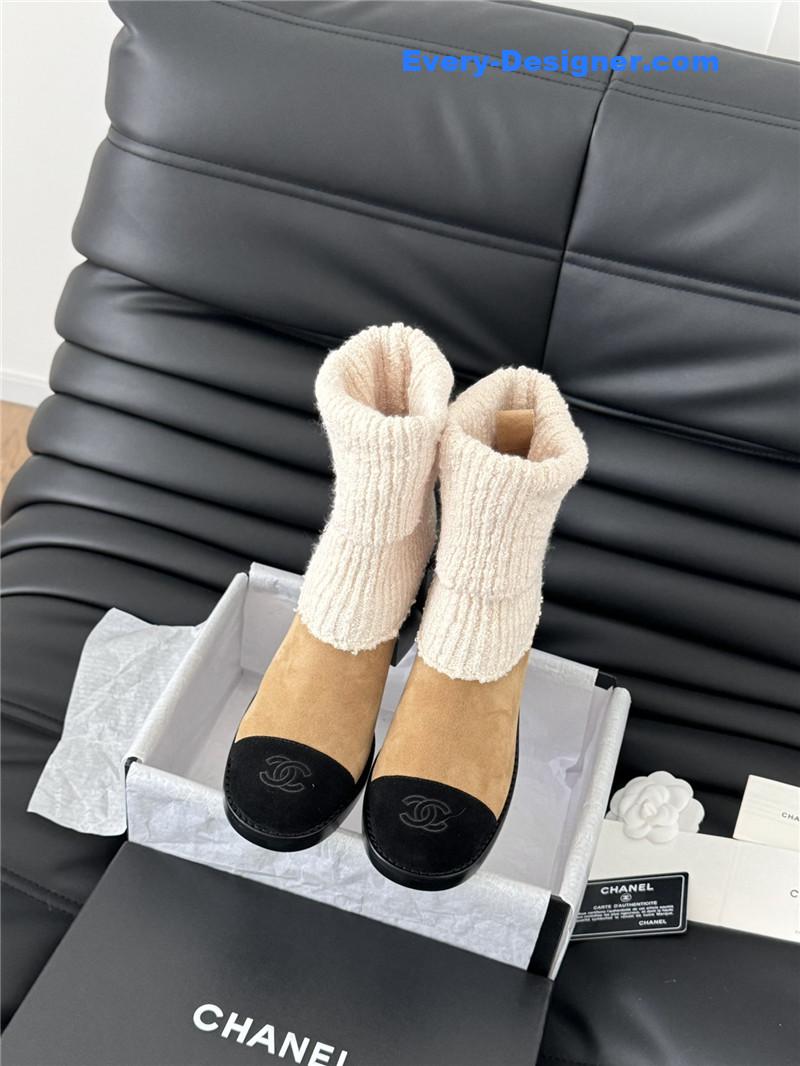 Ch**el suede leather sock ankle boots in brown
