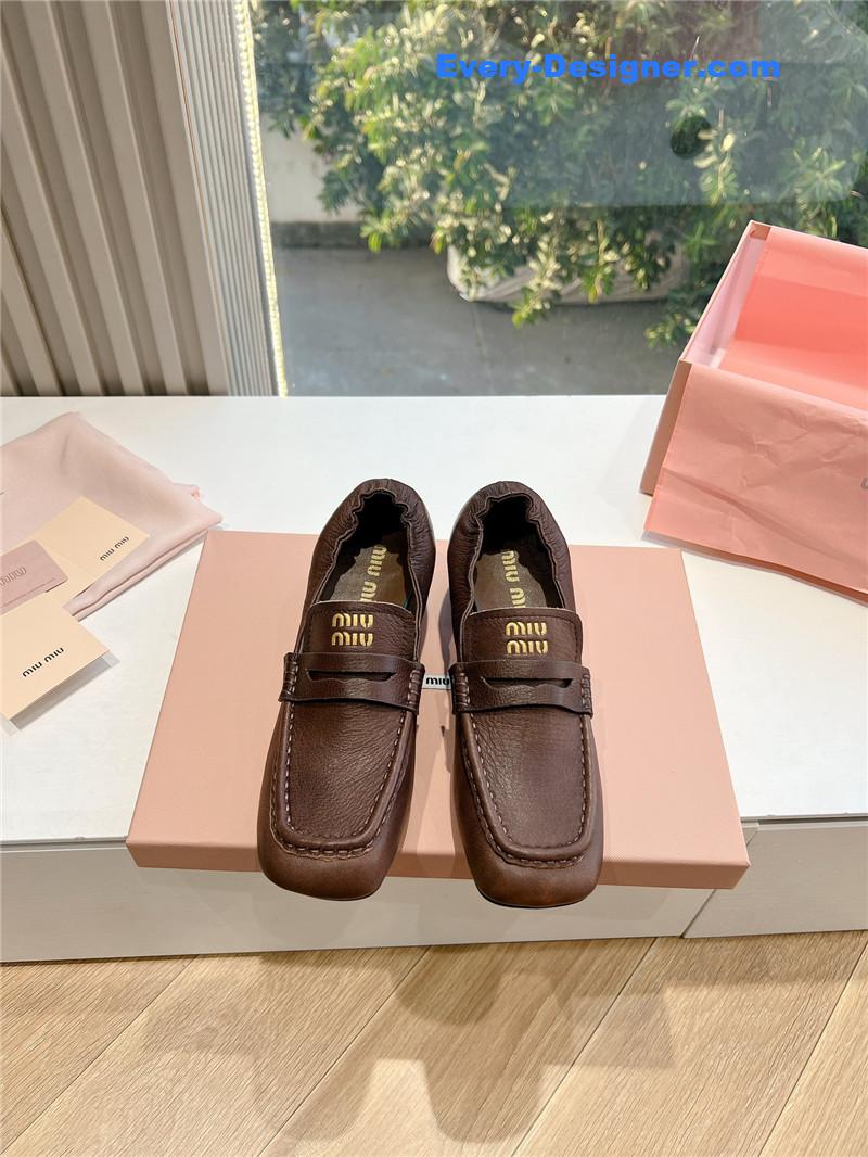 Miu Miu Briawood Nappa Leather Loafers