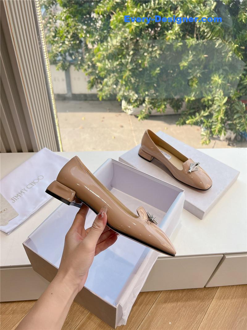 J1m*y Ch00 ravi nude/crystal patent leather flats
