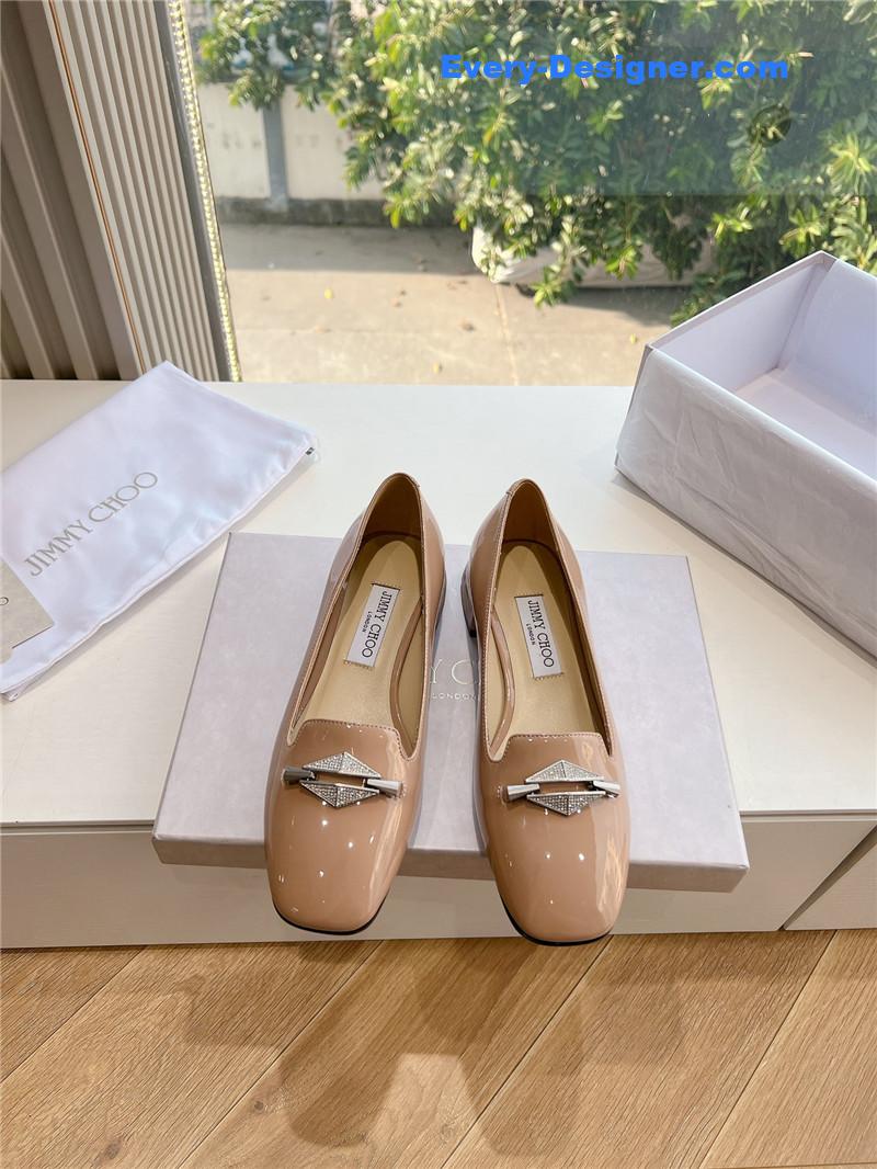 J1m*y Ch00 ravi nude/crystal patent leather flats