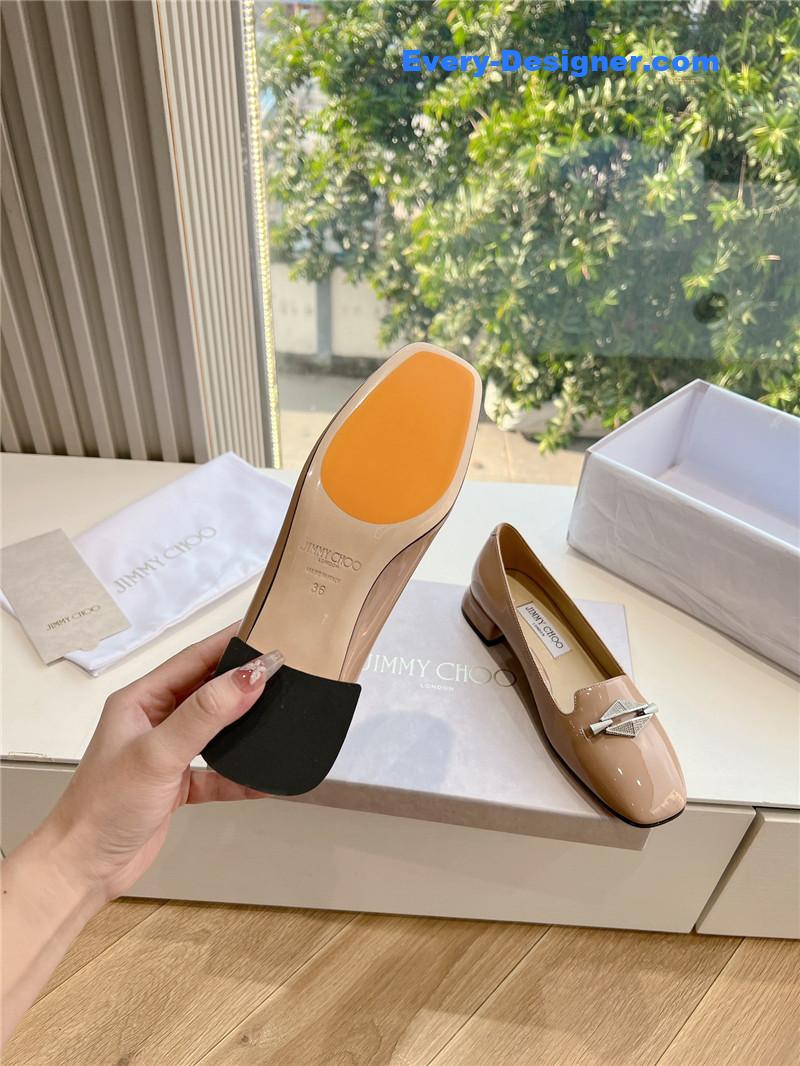 J1m*y Ch00 ravi nude/crystal patent leather flats