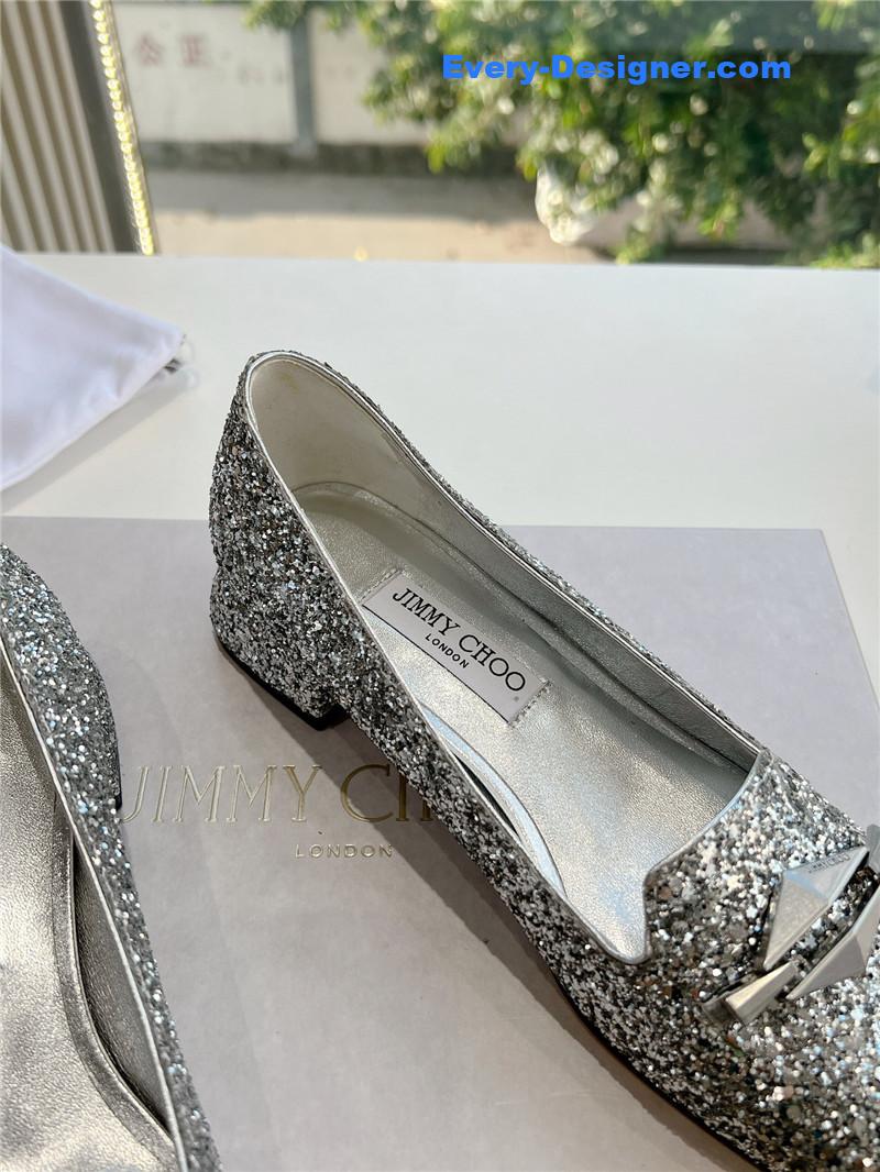 J1m*y Ch00 ravi silver glitter flats