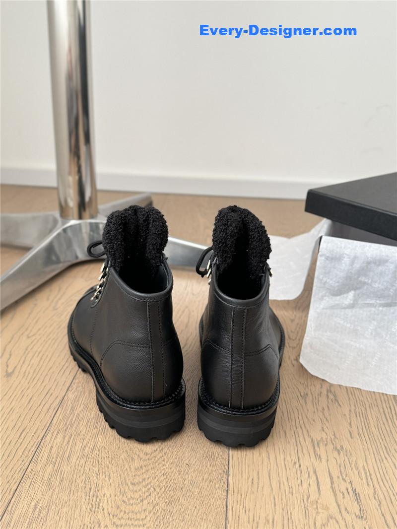 Ch**el black leather biker boots