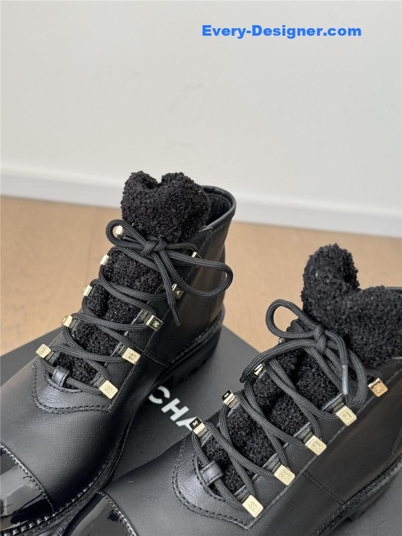 Ch**el black leather biker boots