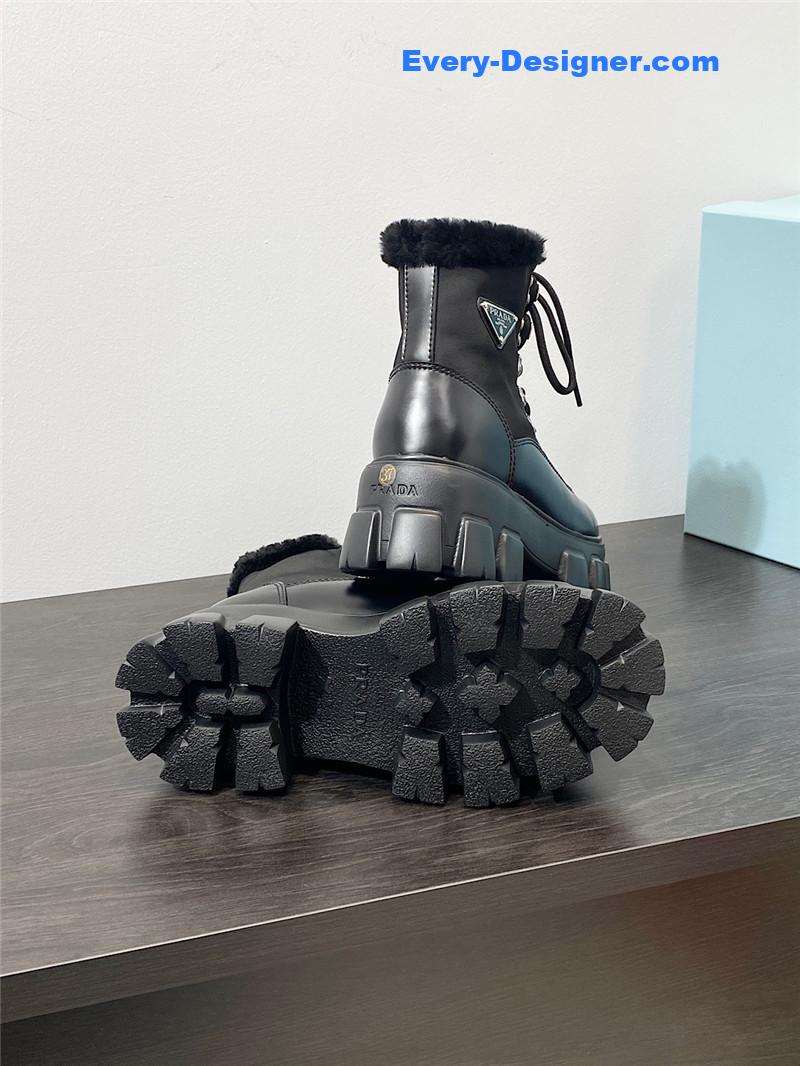 Pra*a monolith nylon shearling hiker boots