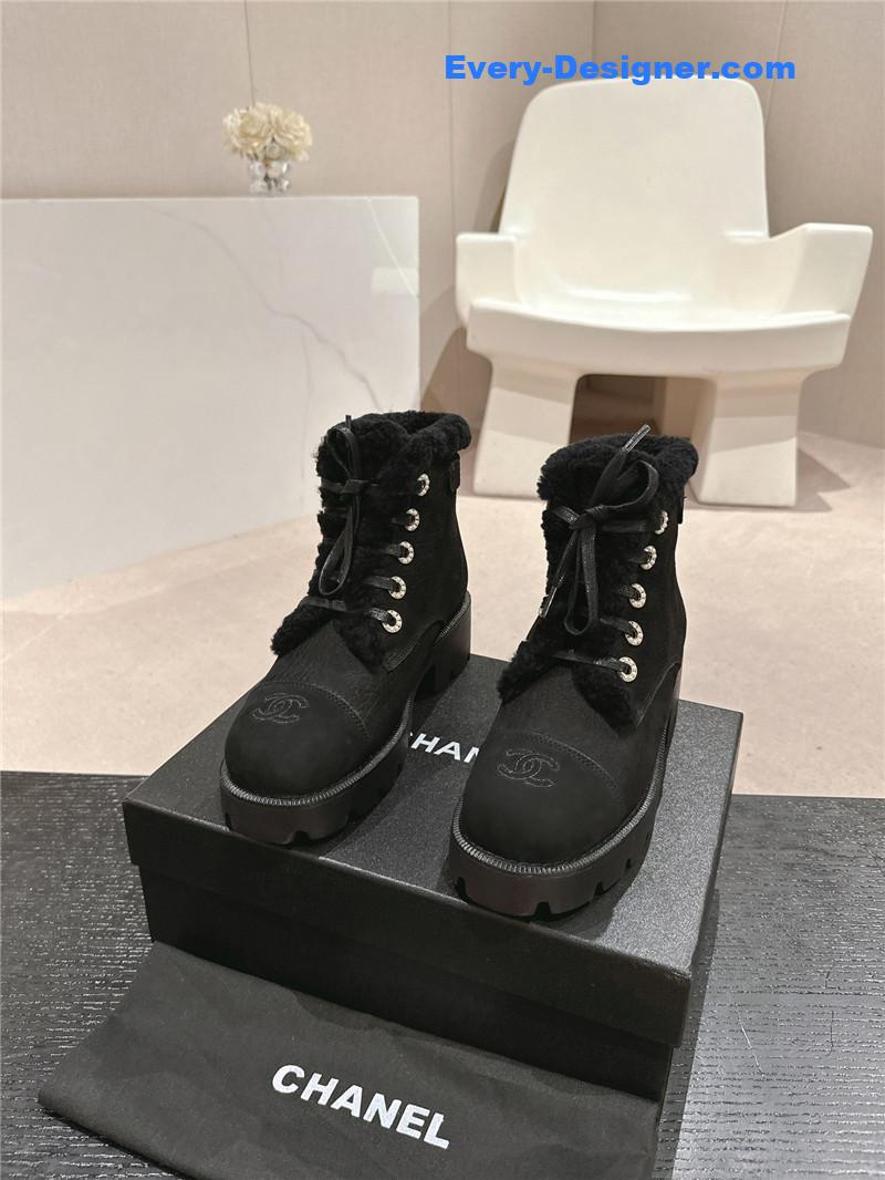 Ch**el suede lace-up ankle boots