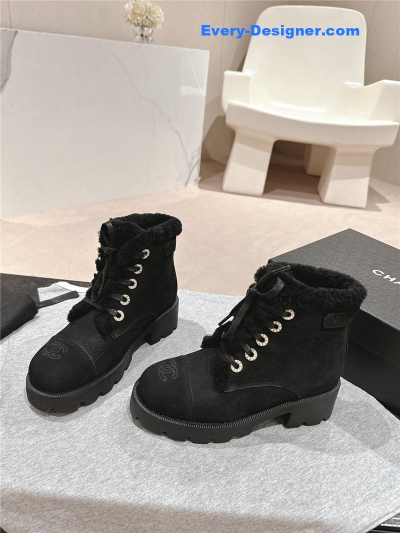 Ch**el suede lace-up ankle boots