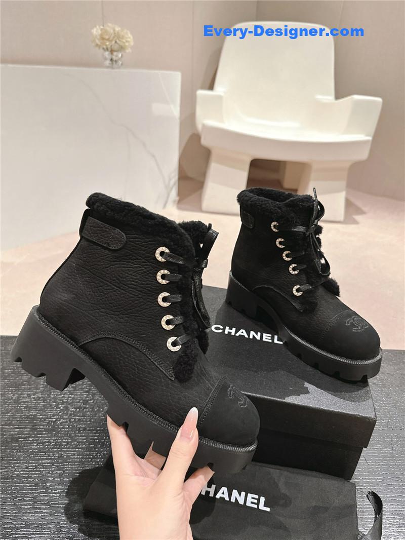 Ch**el suede lace-up ankle boots
