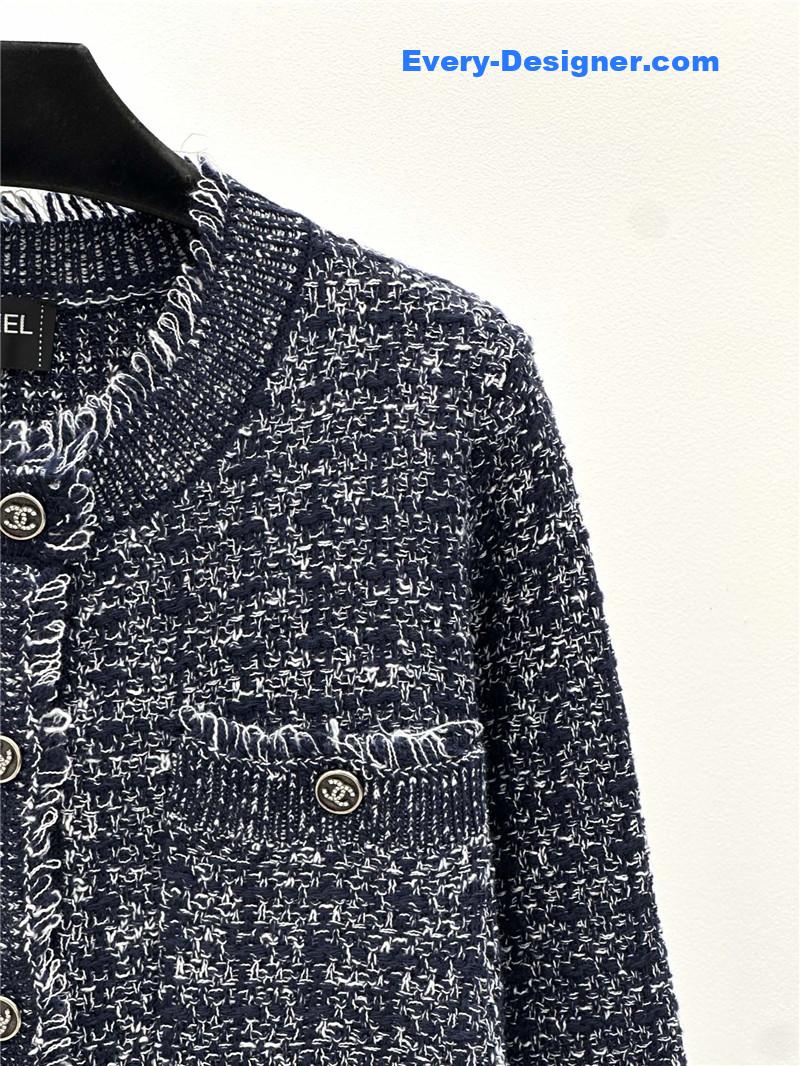 Ch**el check multiple colors jacket navy