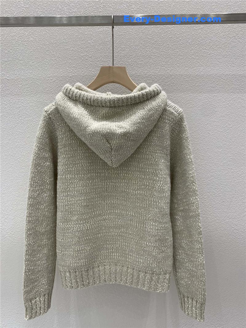 BC Sequined Knit Hooded Sweater Grey