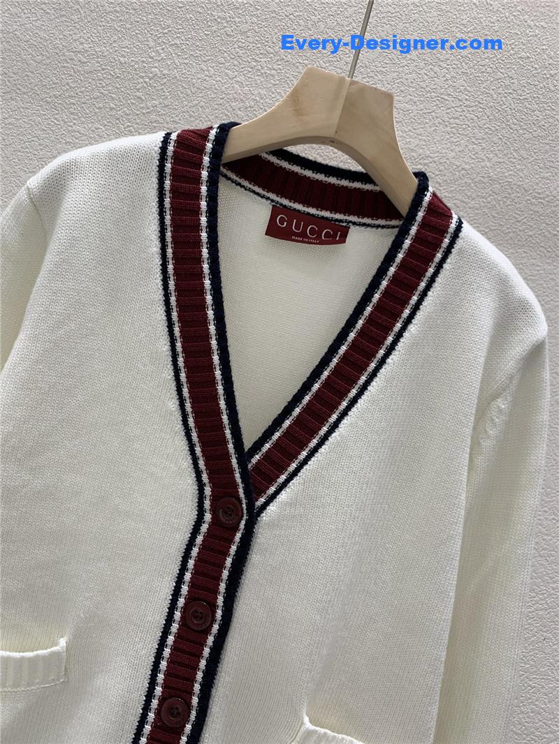 Gvc*1 intarsia wool knitted cardigan in white
