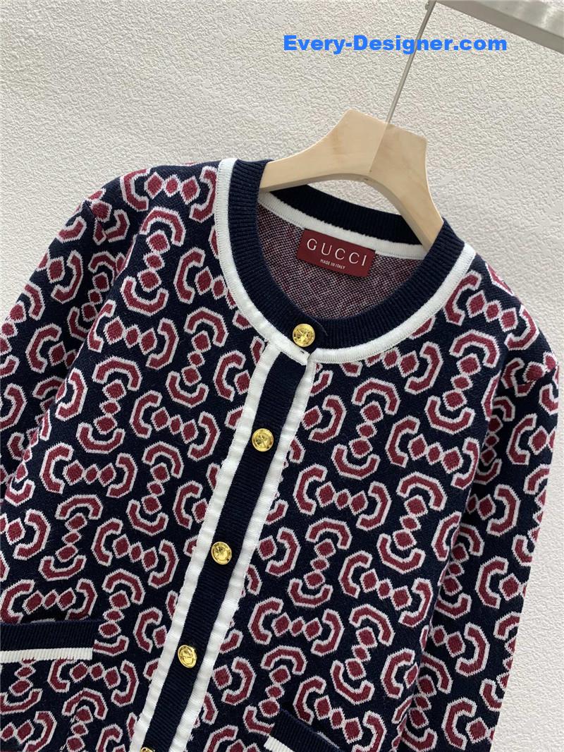 Gvc*1 contrast jacquard cardigan black