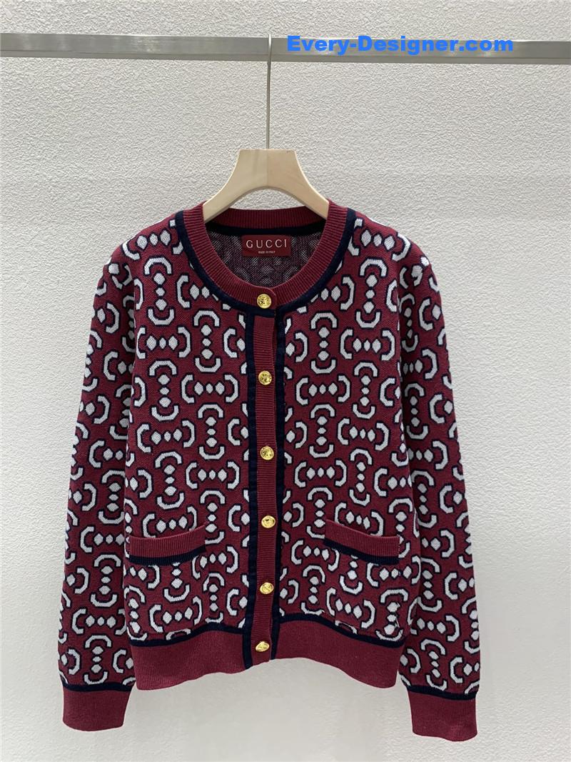Gvc*1 retro jacquard cardigan red