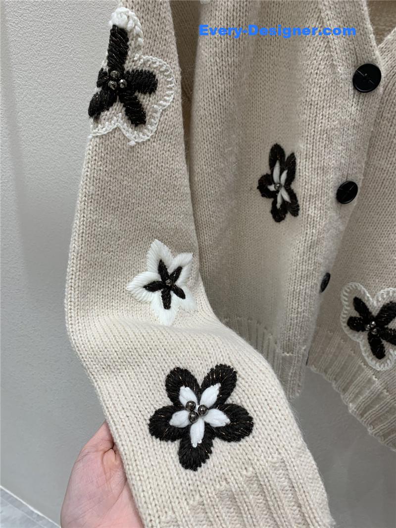 Va1e*ntin0 floral embellished cardigan in beige