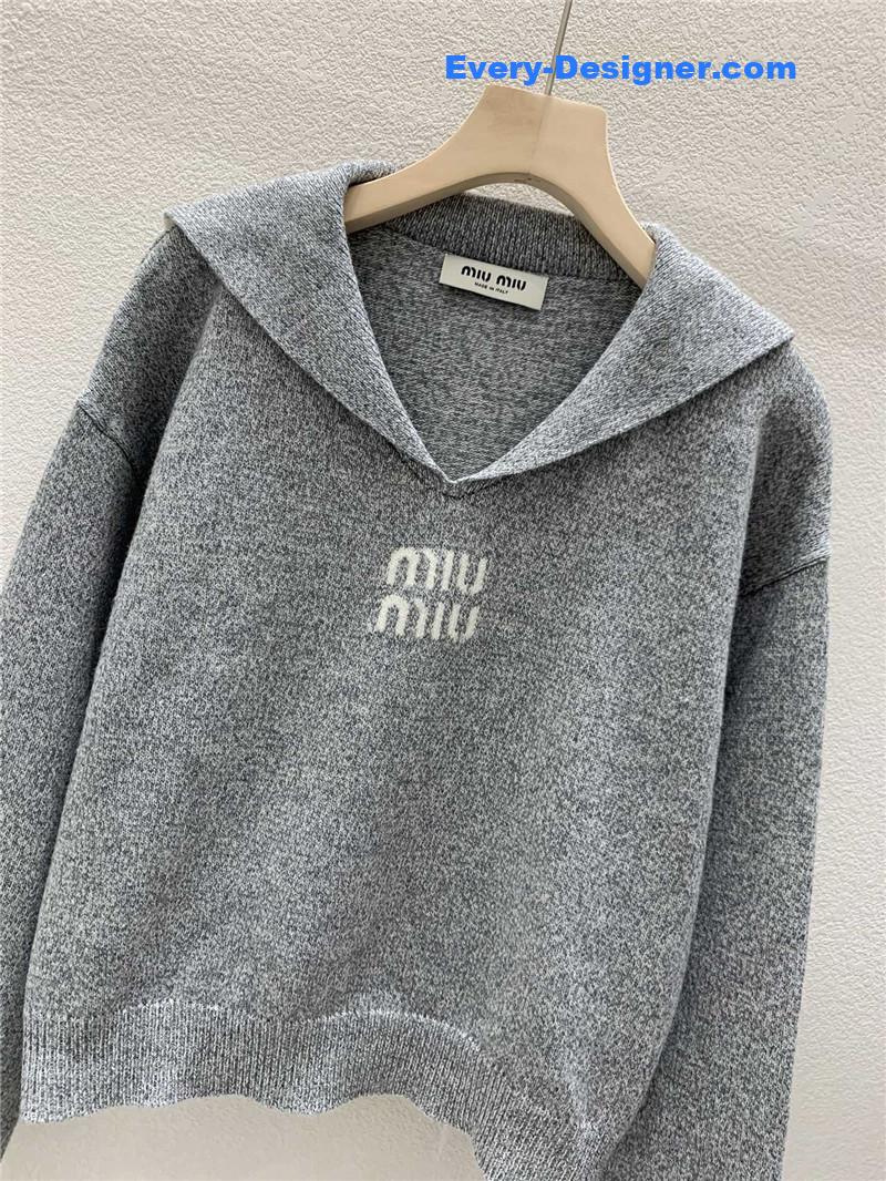 Miu Miu Sailor Collar Sweater Grey