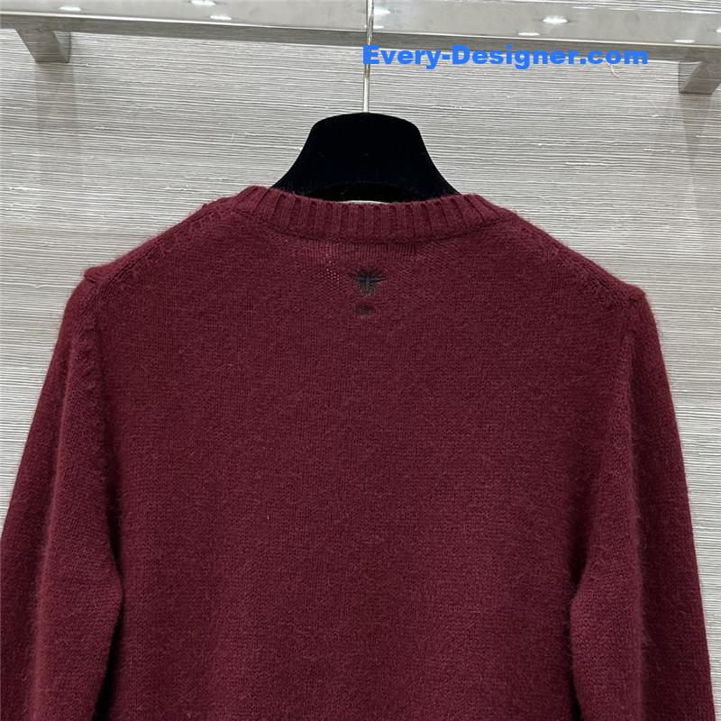 D10r embroidered wool sweater red