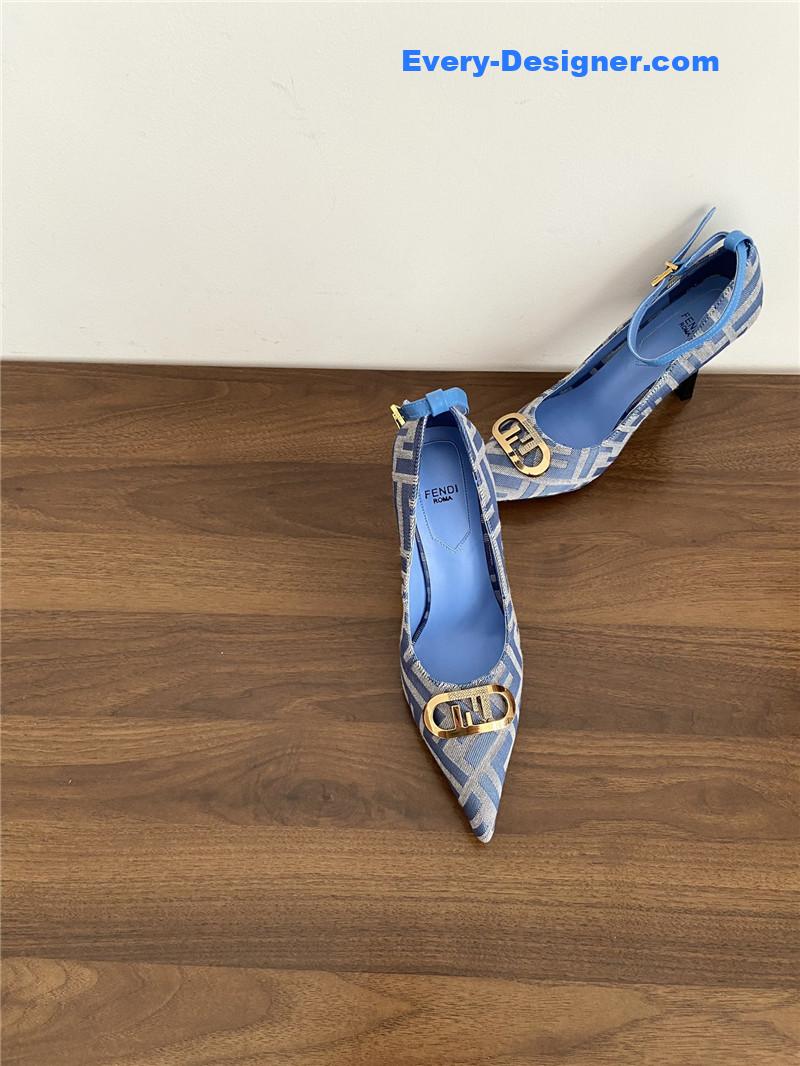 F**di colibri ff cotton high heels blue