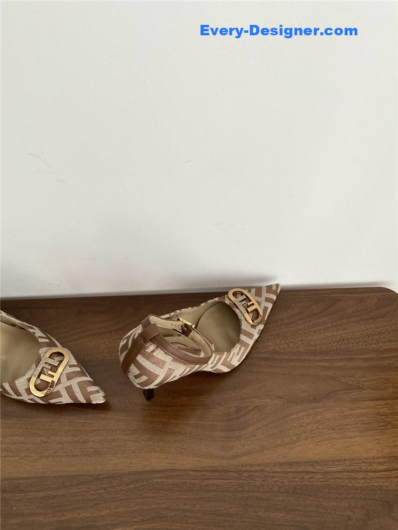 F**di colibri ff cotton high heels beige